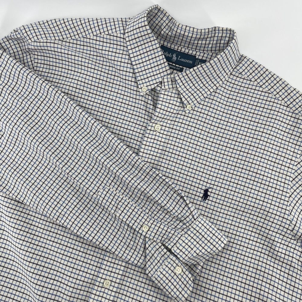 Ralph Lauren Classic Fit Button Down Shirt Plaid Checkered Long Sleeve XL